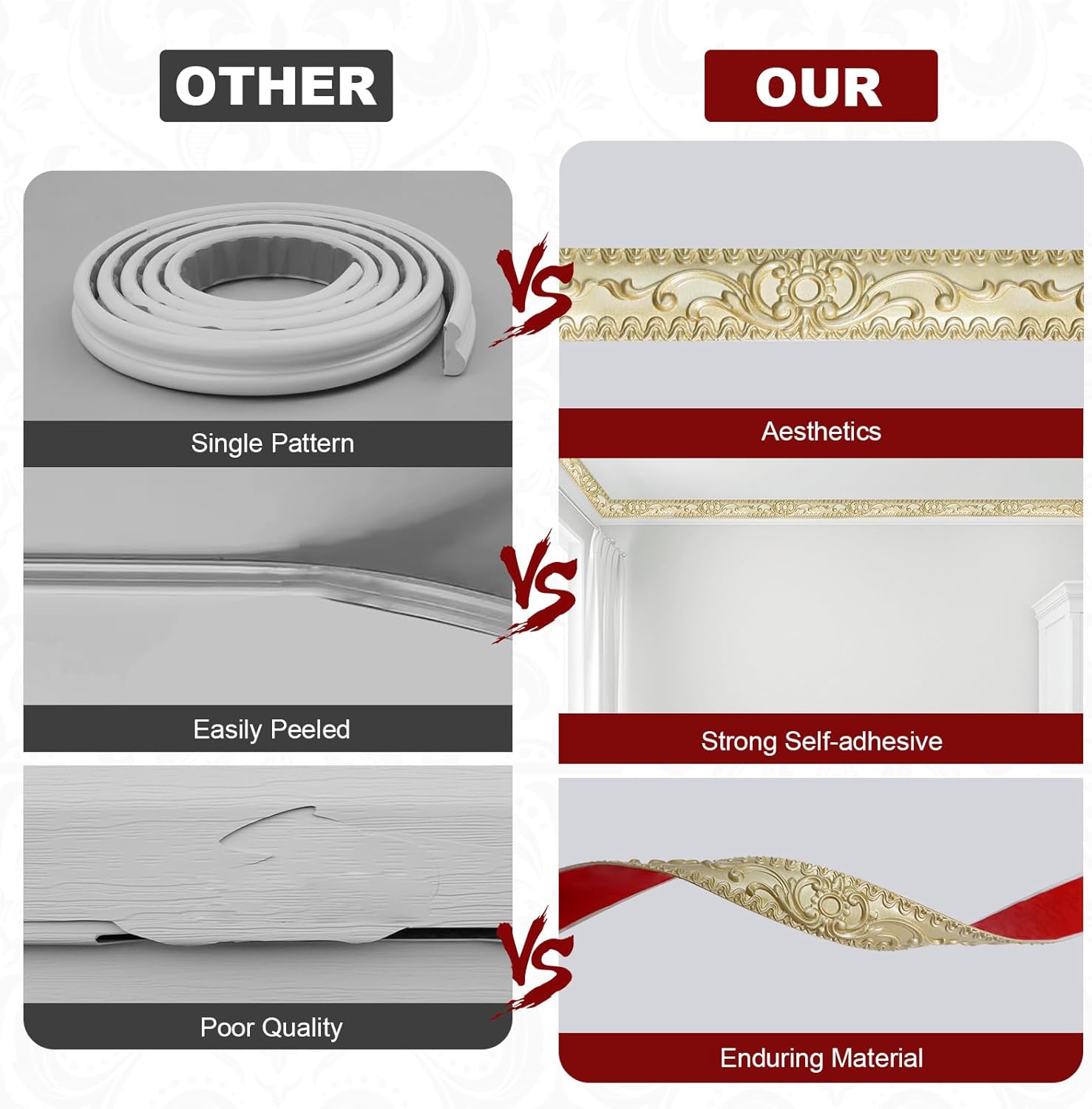Molding Trim Wall Trim / 1.4 x 19.7 / Ft / Champagne Gold