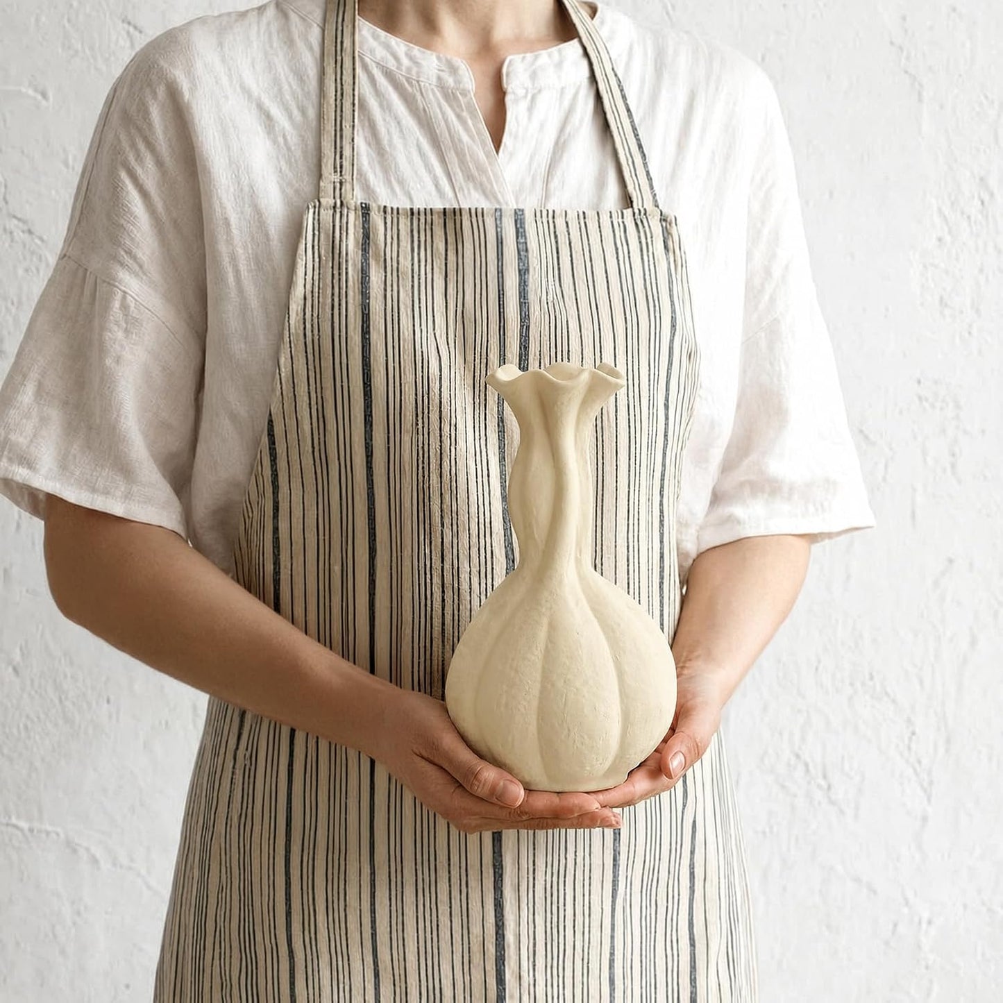 Ceramic Flower Vase / Soft White / 10 INCH