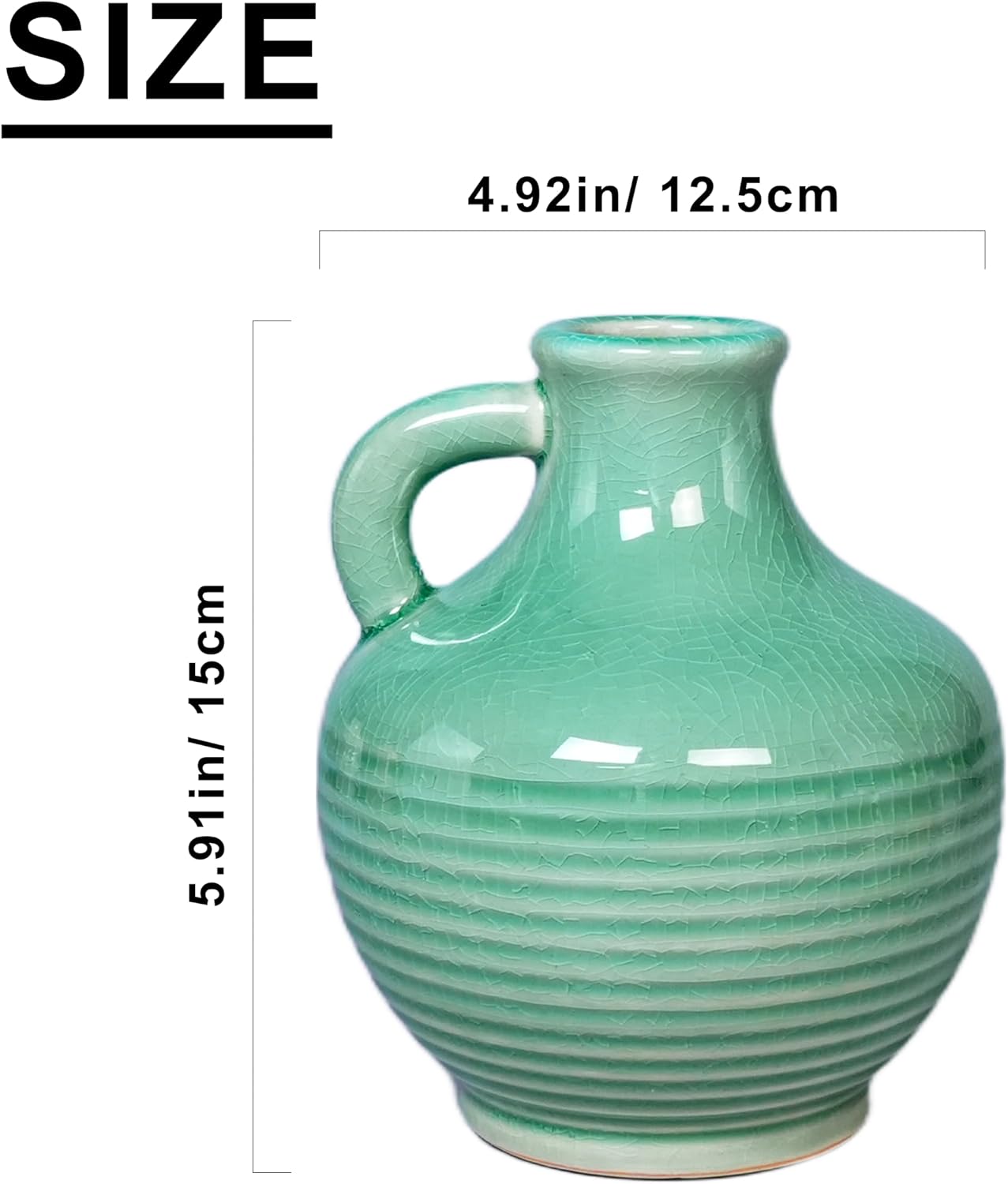 Green Ceramic Vase / 6 Inch / Mint Green - 6