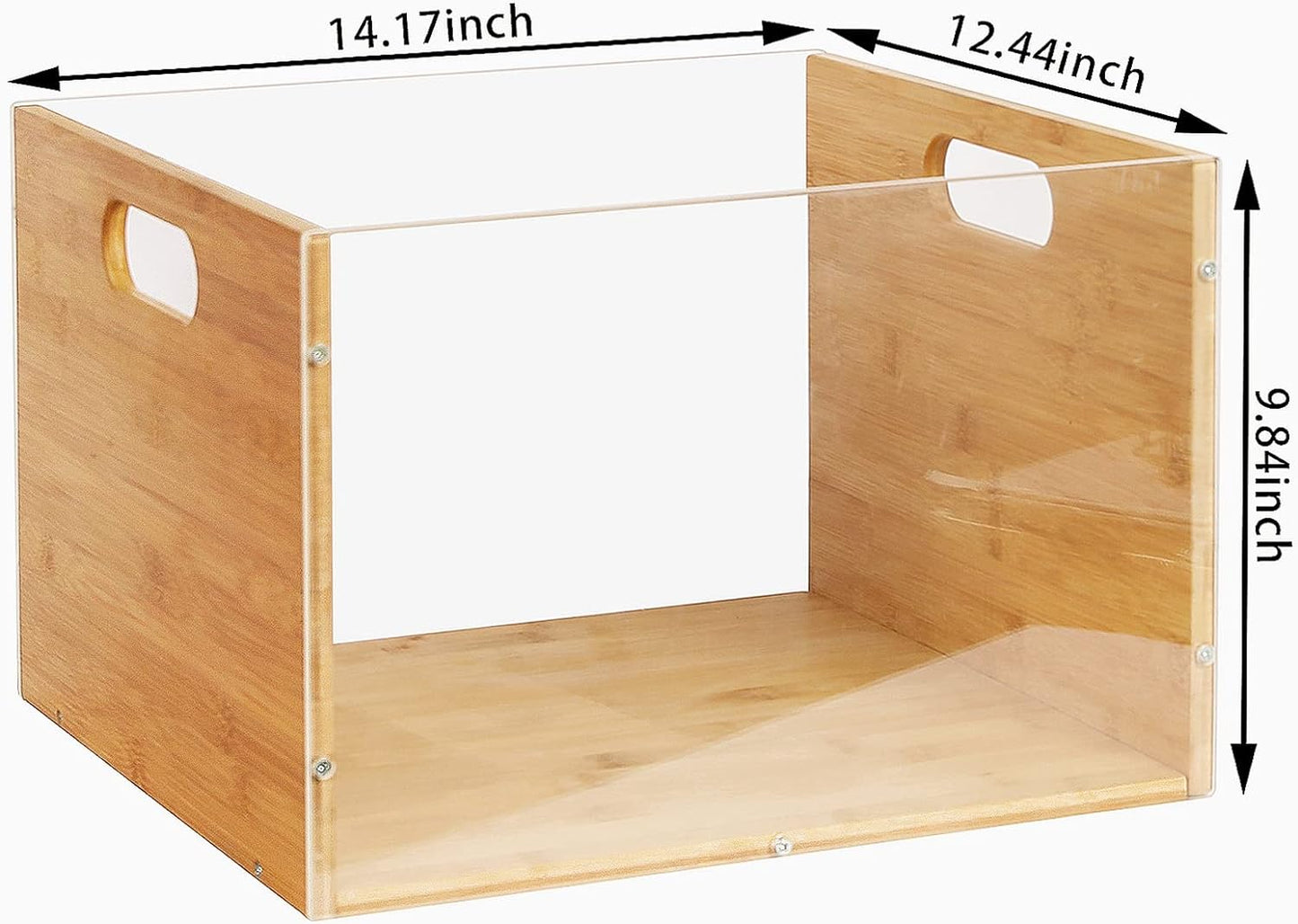 X-cosrack Vinyl Record Storage Crate, Visible Vinyl Record Holder | Acrylic & Bamboo Record Crates with Handle for LP