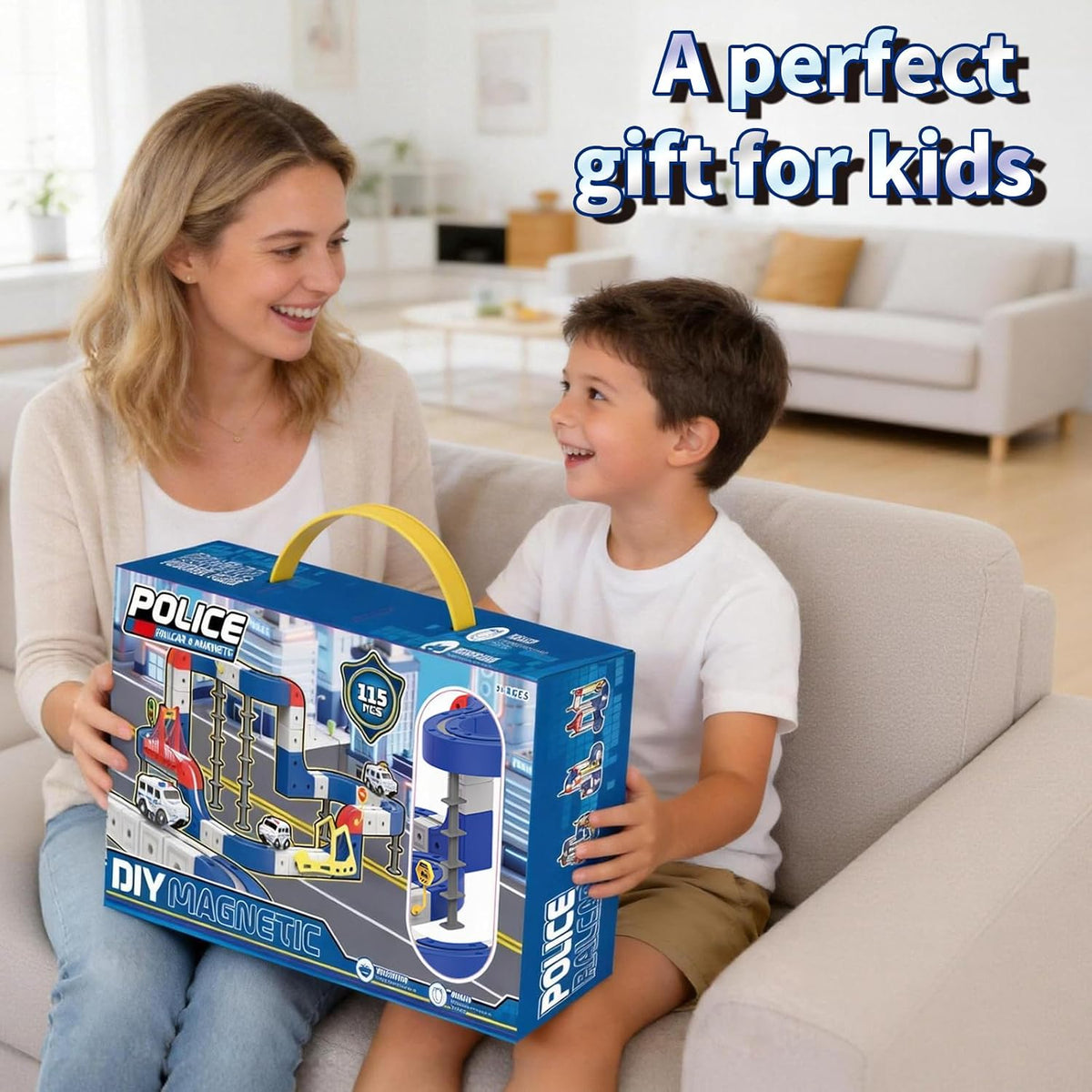 Electric Train Set 3D Track for Kids 3-8 Years Old, 115 Pcs Building Toy Train Track 3D Anti-Gravity Flexible Race