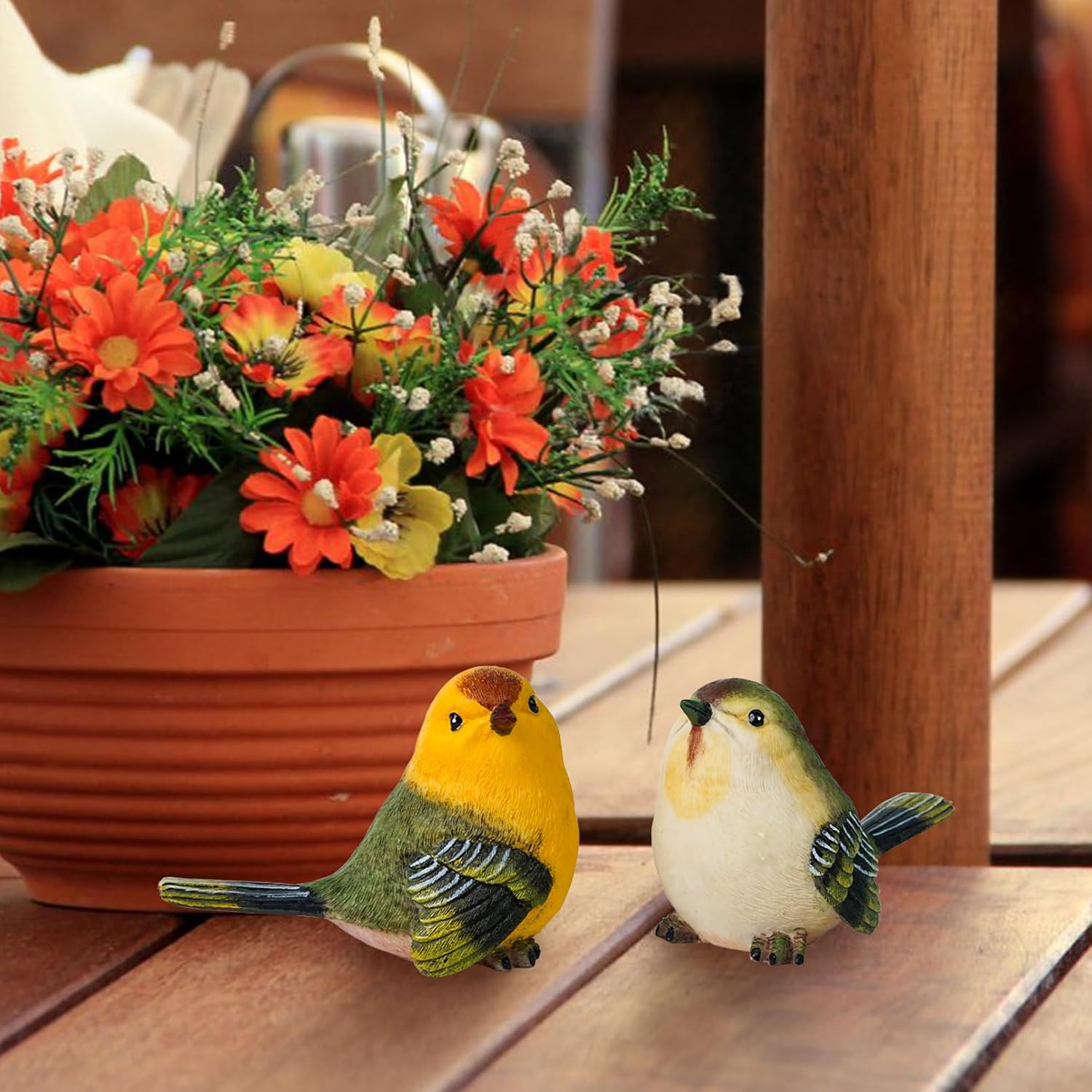 Birds Statue / Small Decorative Birds Figurine / Realistic / Set of 2
