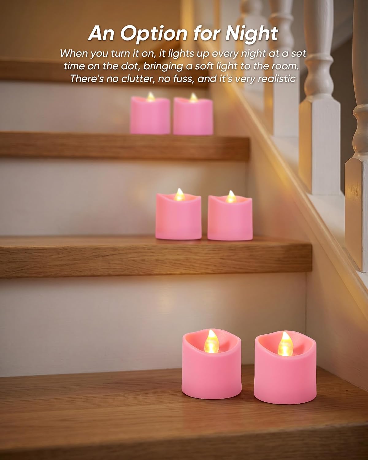Homemory Pink Flameless LED Votive Tealight Candles & Timer Remote, 24Pack | Battery operated, 400+ hour runtime