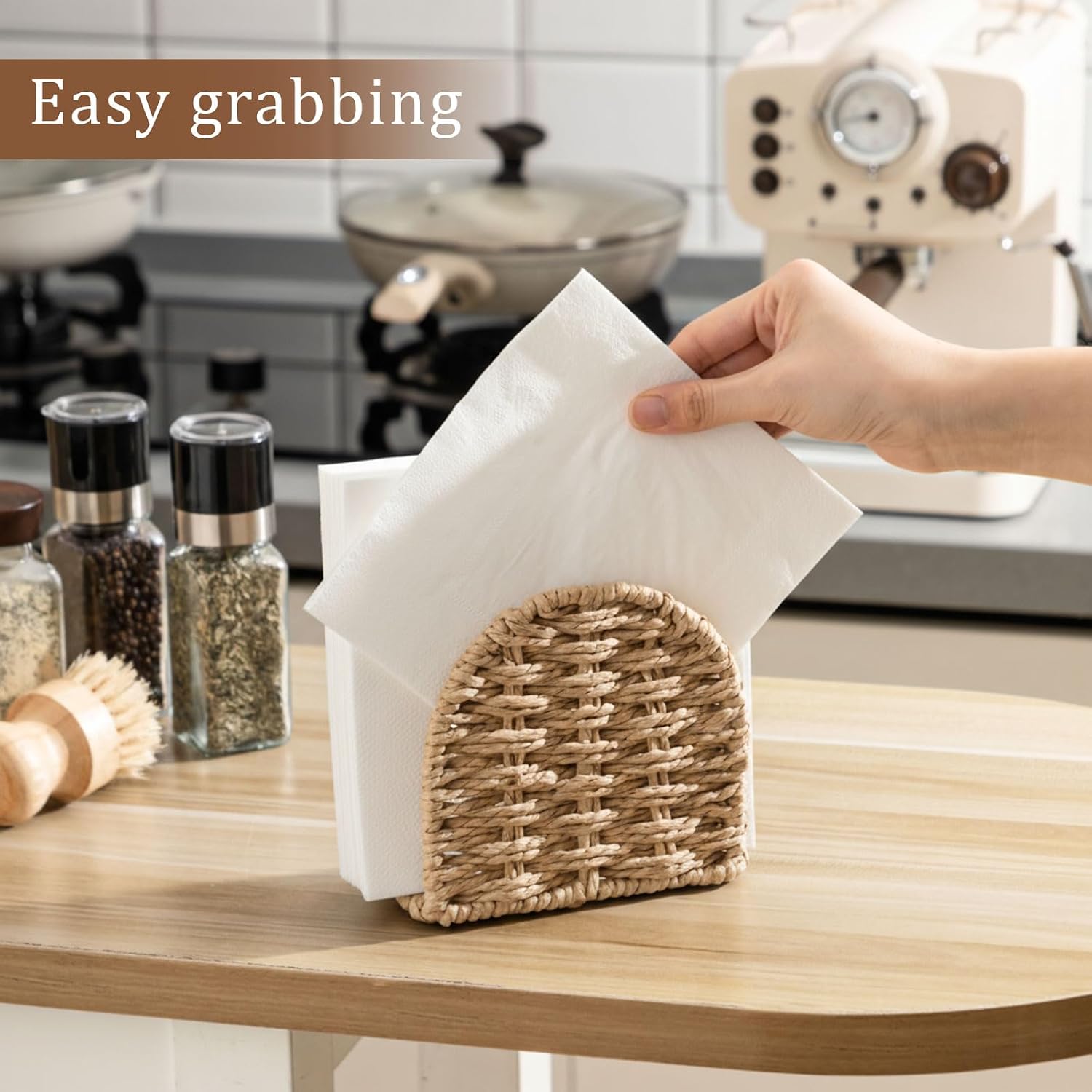 Woven Rattan Wicker Upright Napkin Holders / Arched / Flaxen