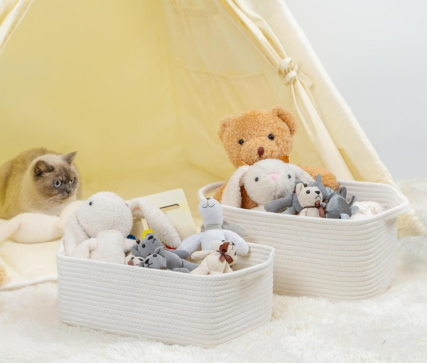 Woven Closet Storage Bin / White / 14''x10''x5