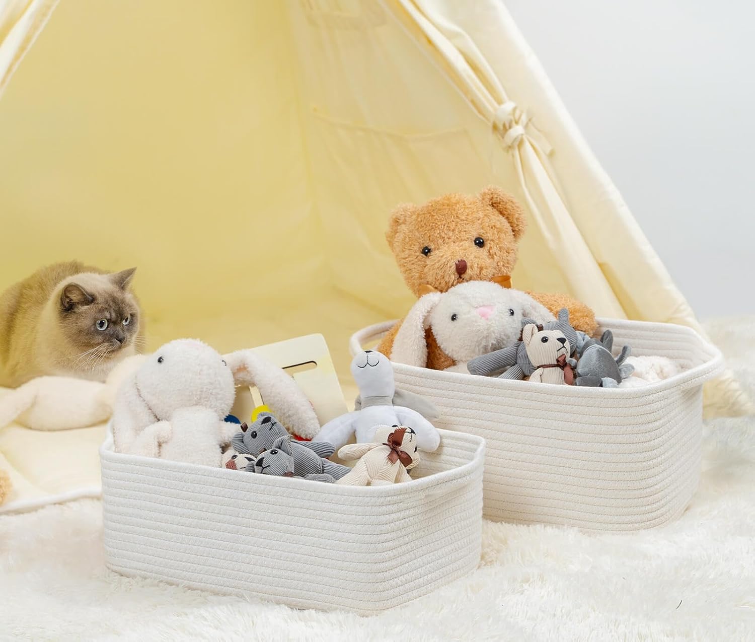 Woven Closet Storage Bin / White / 14''x10''x5