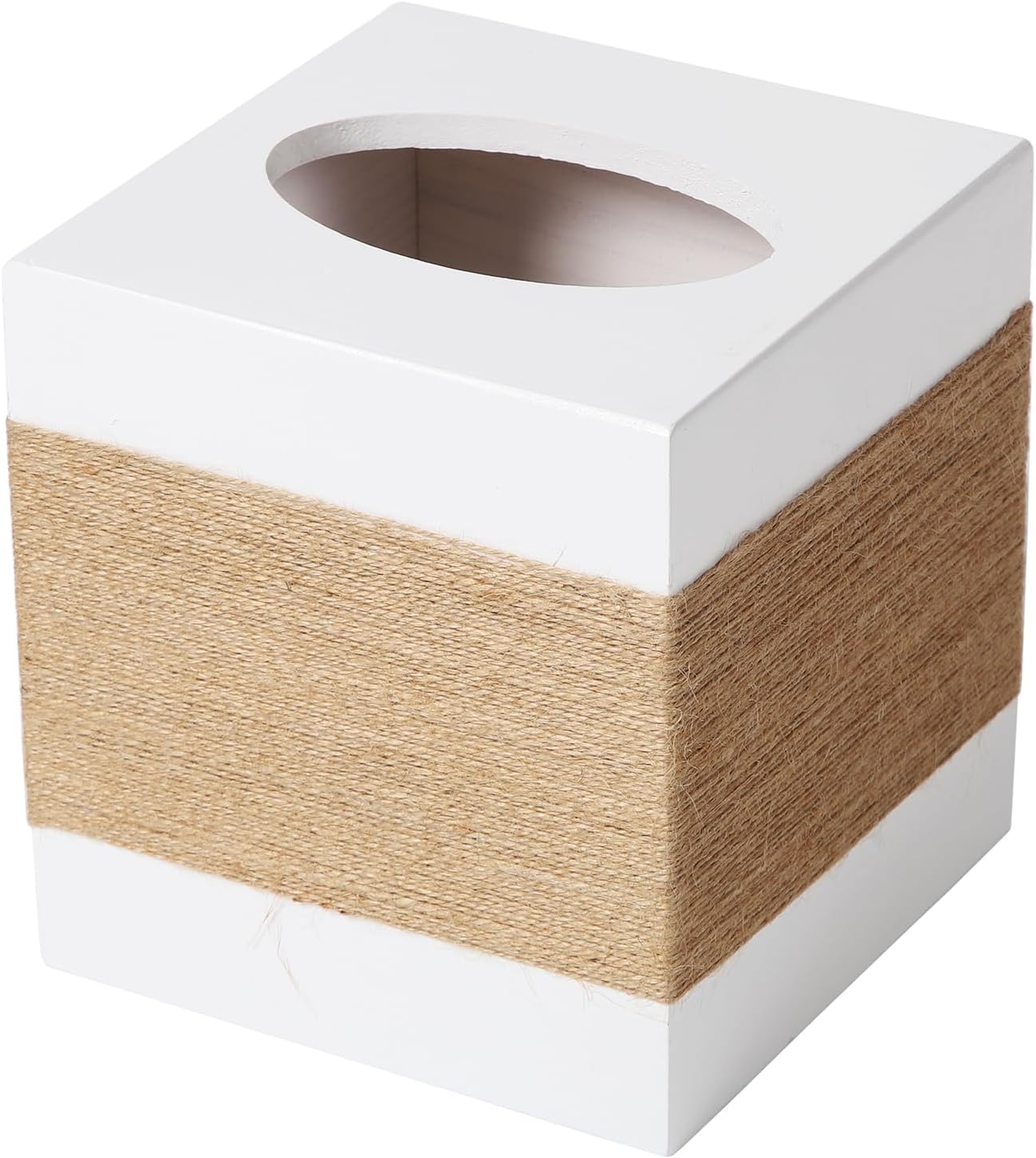 Wood Tissue Box Cover Square / Hemp-rope-square