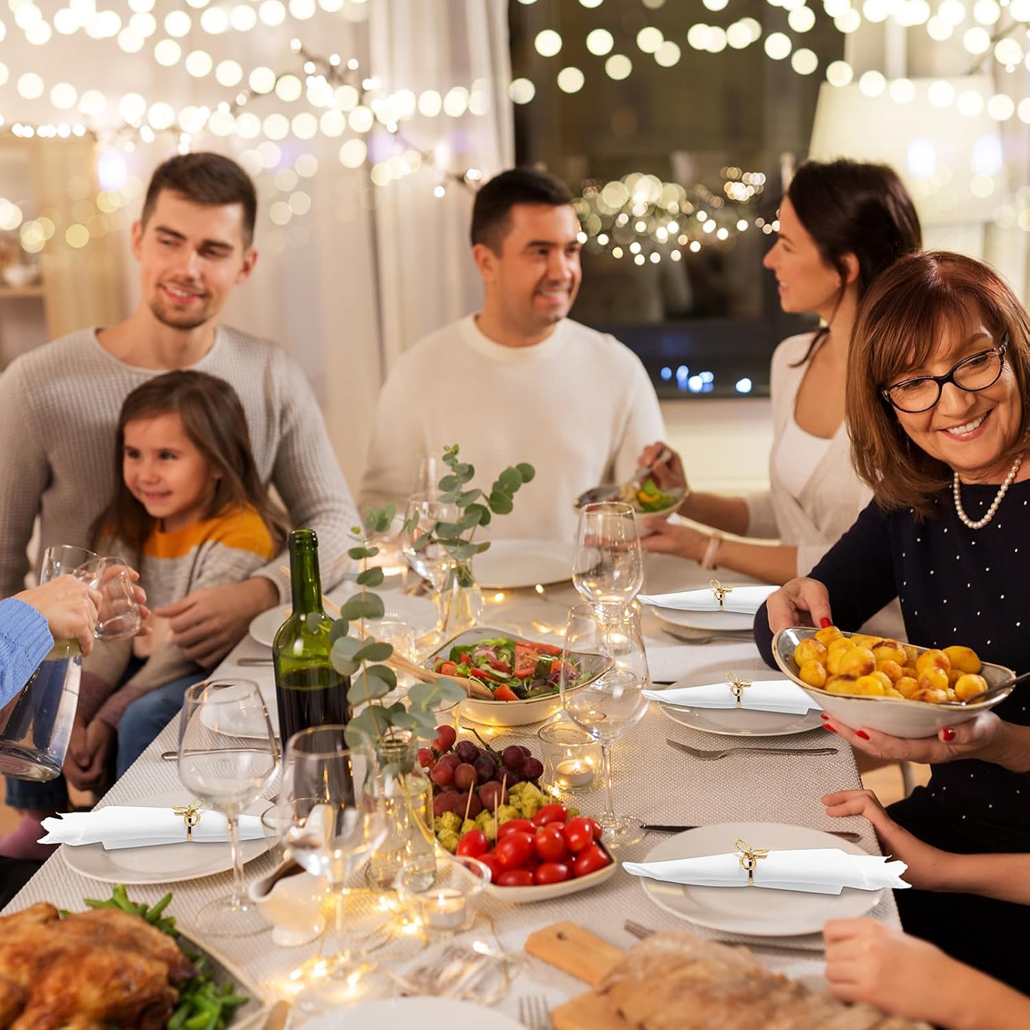 50 Pcs Gold Napkin Rings Metal Napkin Holders Rings Bulk for Dining Anniversary Wedding Dinner Birthday Holiday Party