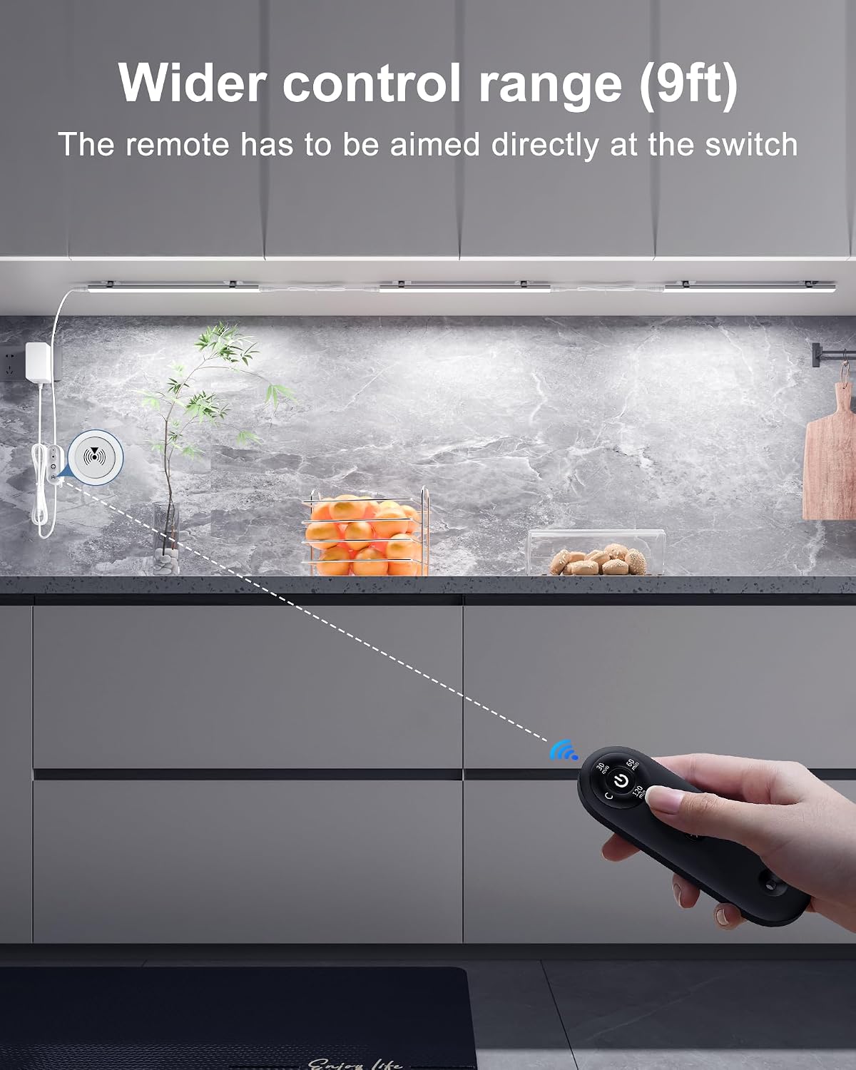 Remote Control Under Cabinet Led Light Plug in, Dimmable Daylight White 4500K, 3 Pack 12 inch Linkable Under Counter