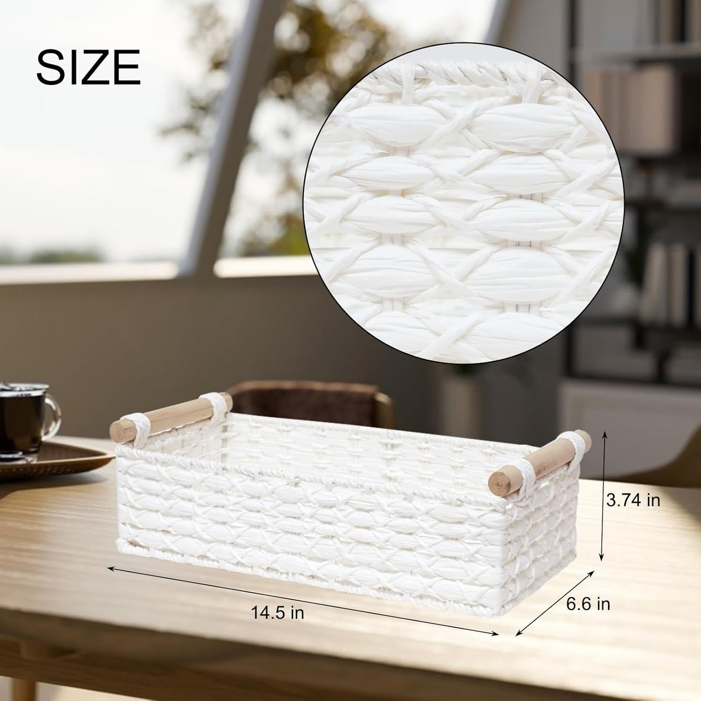 Small Storage Basket Wicker Baskets for Organizing / White