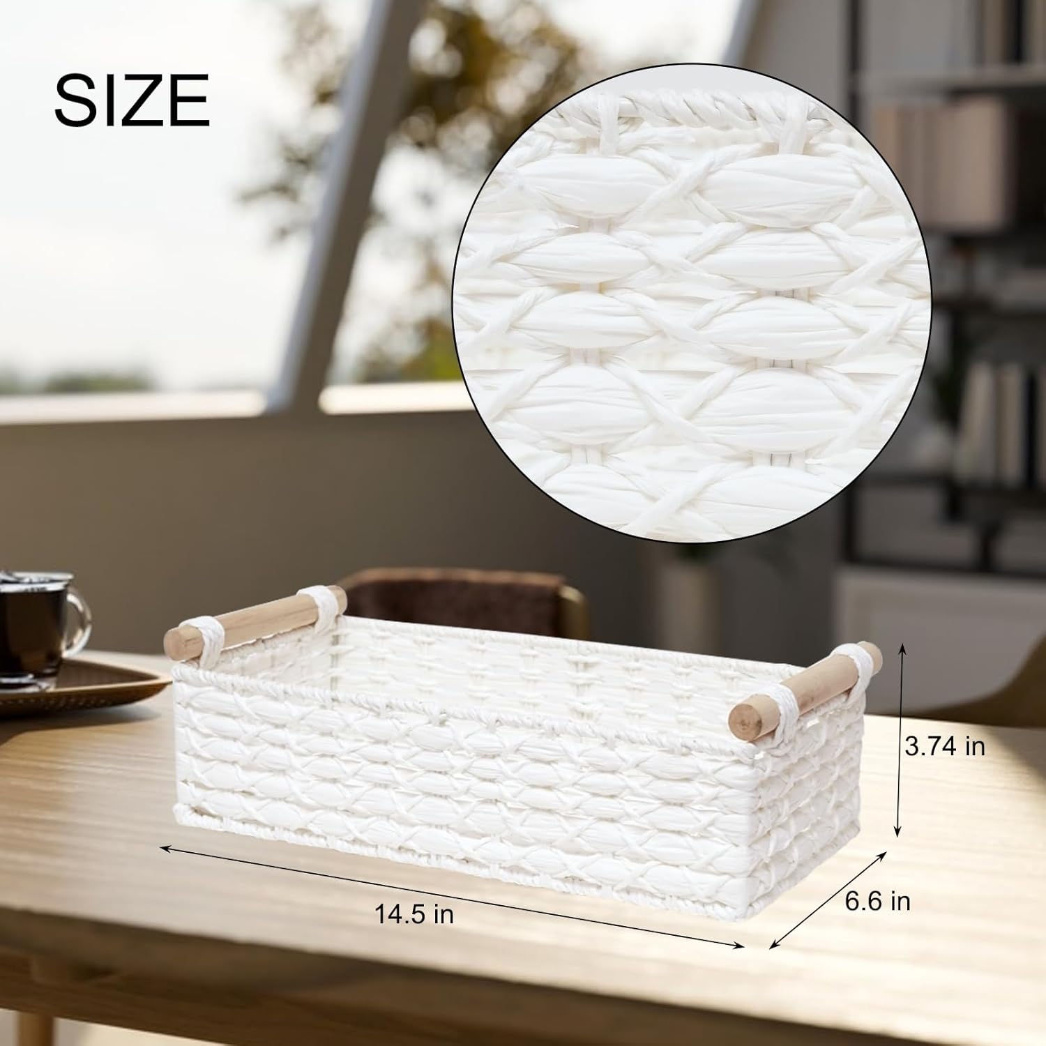 Small Storage Basket Wicker Baskets for Organizing / White