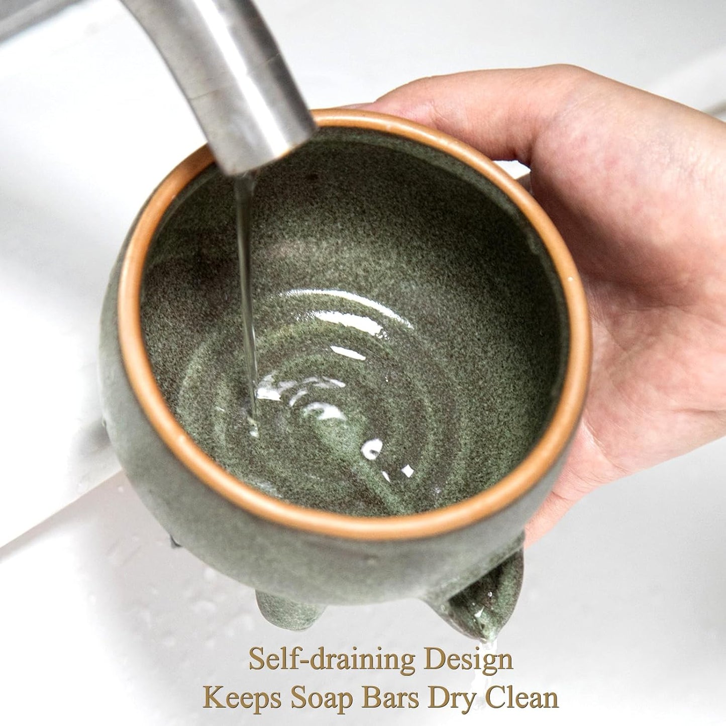 Ceramic Self Draining bar Soap Holder for Shower