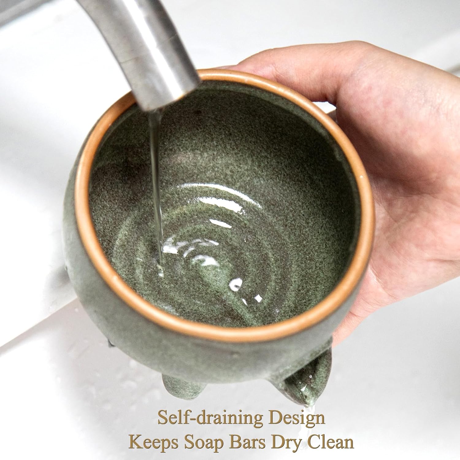 Ceramic Self Draining bar Soap Holder for Shower