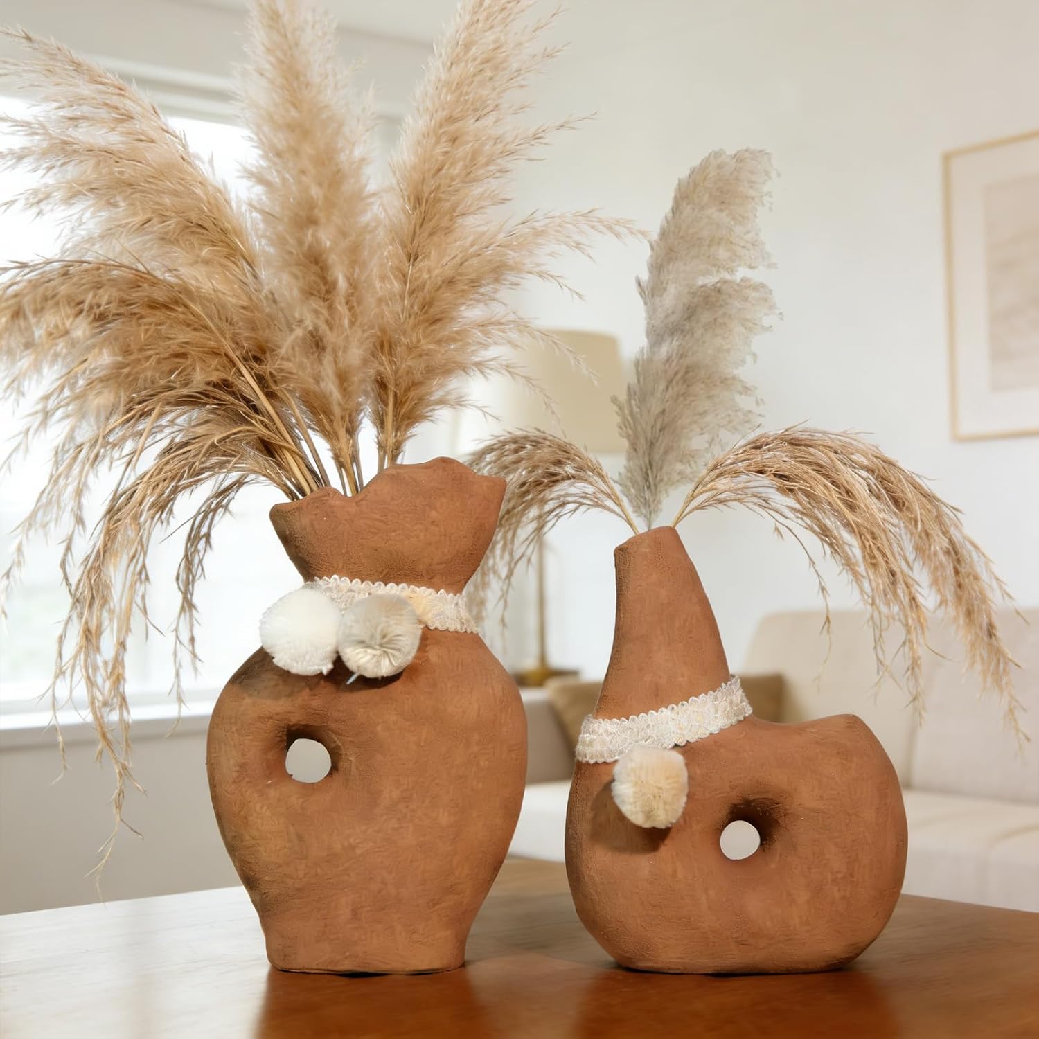 Modern Ceramic Flower Vase / Terracotta / Set of 2