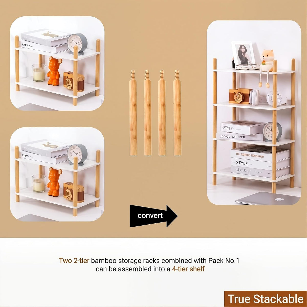 3-Tier Bamboo Coffee Bar Organizer,Coffee Bar Accessories, Mul-tifunctional Wooden Beaded Coffee Station Countertop