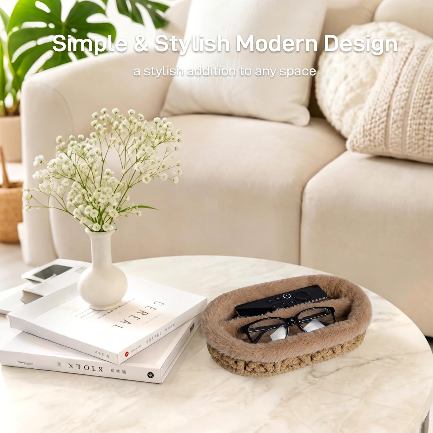 Glasses Holder / Eye-glasses Jewelry Tray for Nightstand Desk / Brown