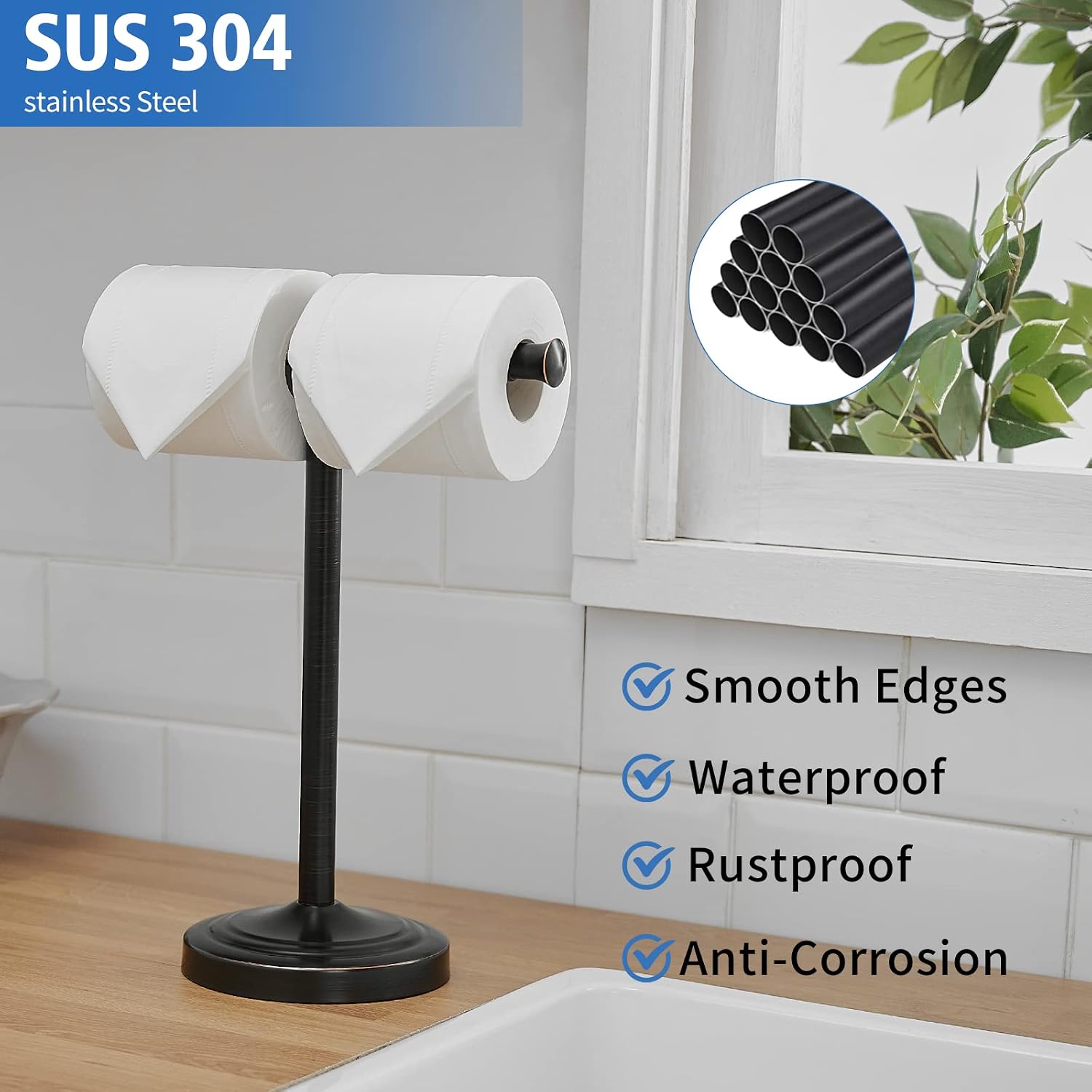 RUMOSE Oil Rubbed Bronze Hand Towel Holder Stand Countertop Towel Rack | 13 Inch Bathroom Kitchen Vanity T-Shape Towel