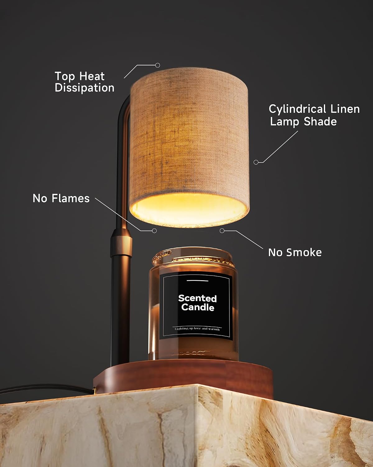 Candle Warmer Lamp with Timer & Dimmer for Yankee Candles, Adjustable Height Candle Warmer for Jar Candles, Wax Melt
