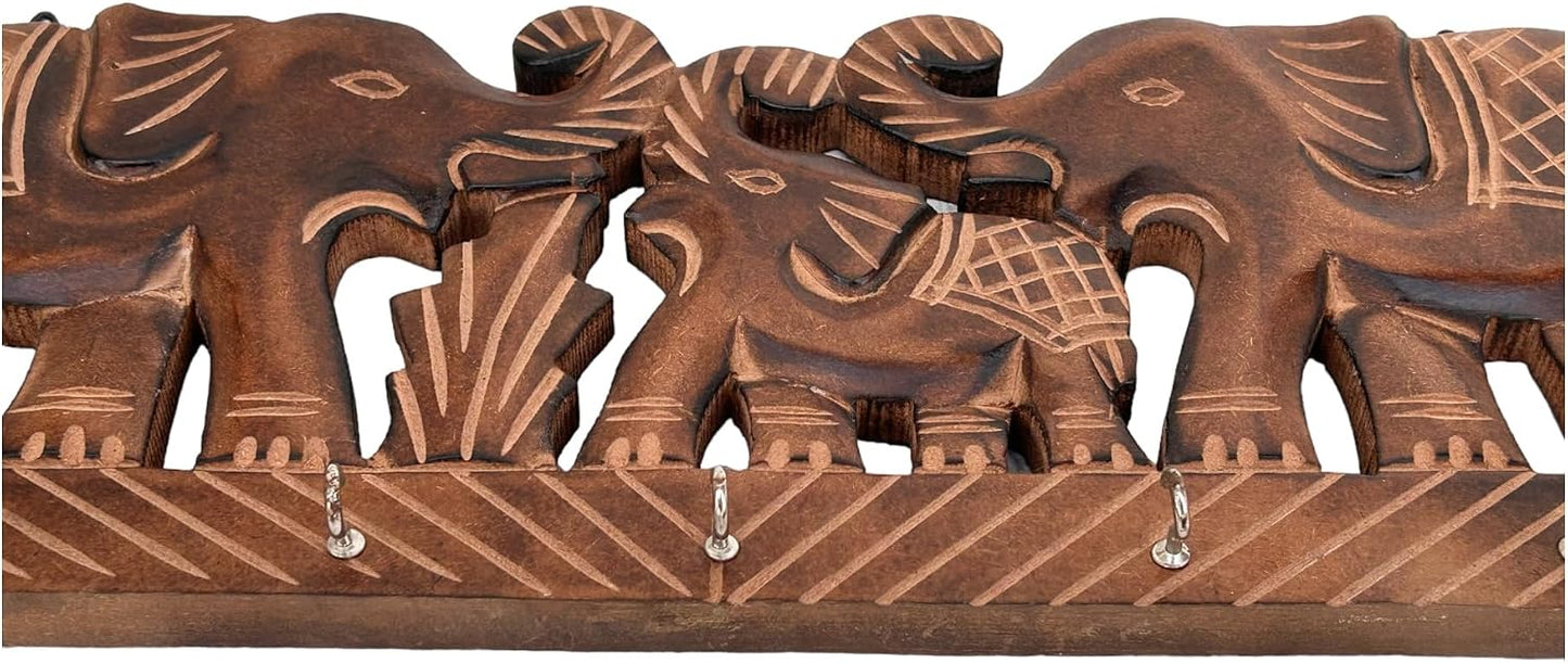 Wooden Key Holder / Brown Elephant