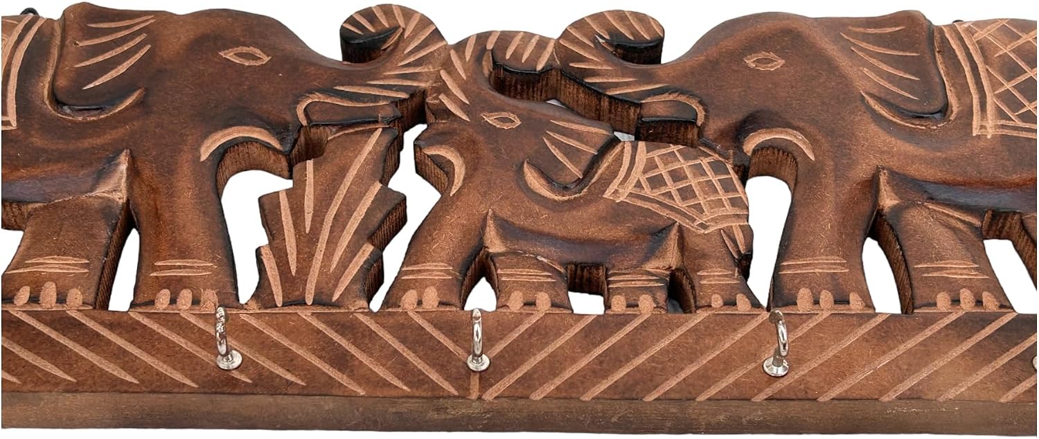 Wooden Key Holder / Brown Elephant