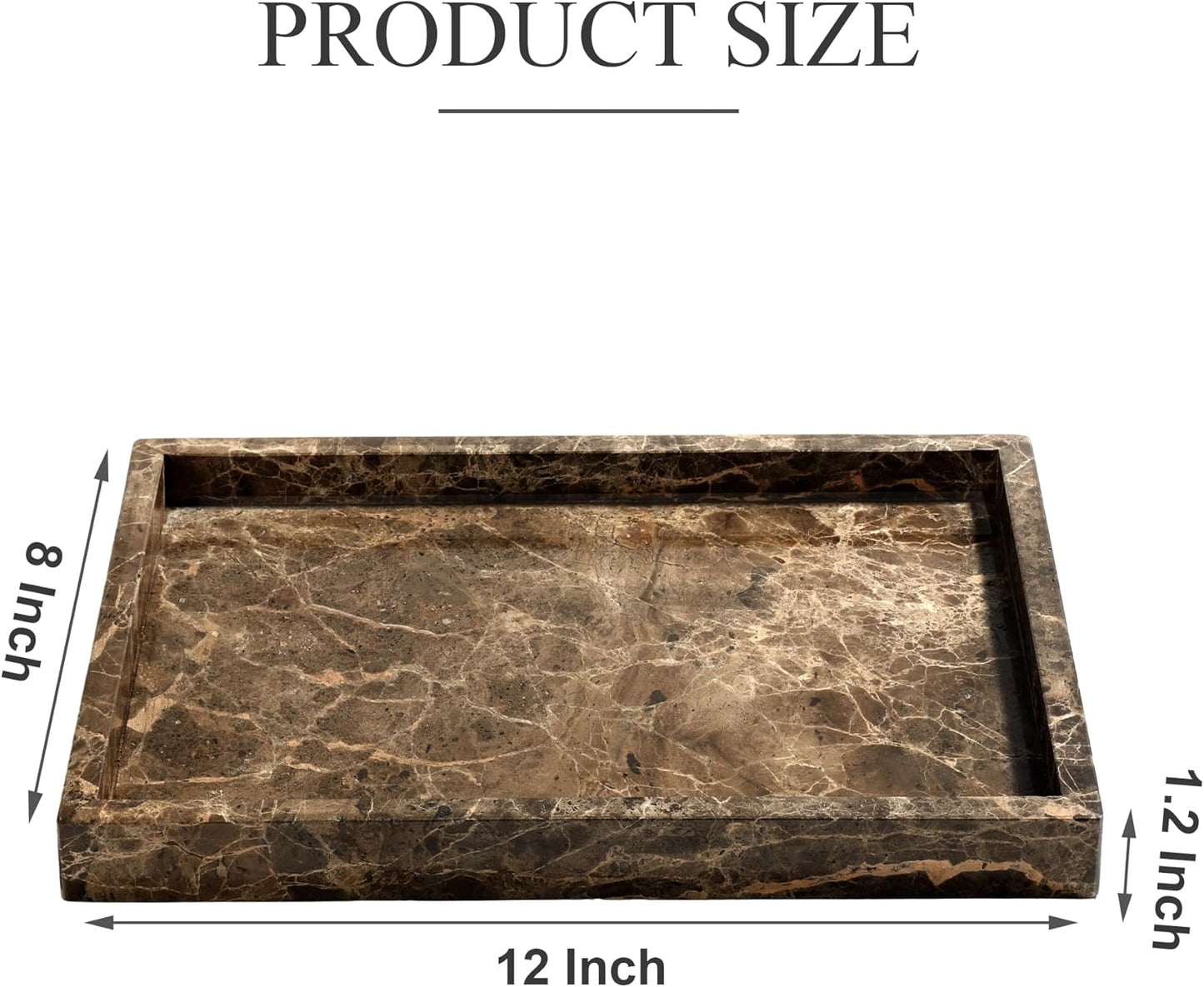 Storage Trays / Real Natural Marble Tray / 12 x 8 x 1.2 / Dark Brown