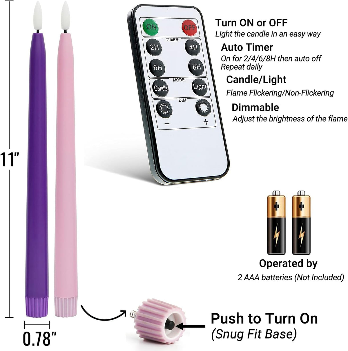 Stmarry Flameless Advent Candles, Set of 4 - Flickering LED Flame, 11 Inch Taper Candlesticks, Remote Controlled