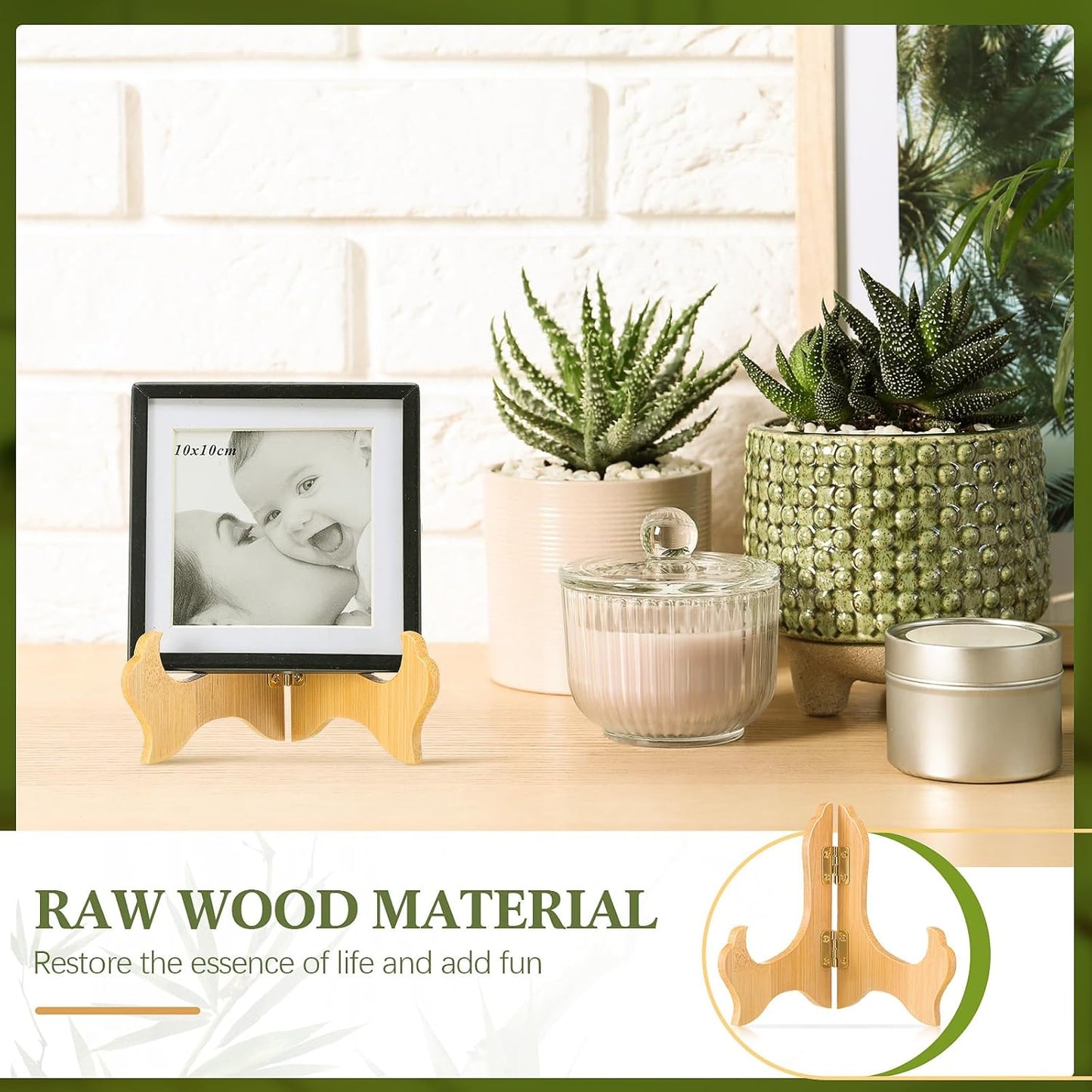 Packs Wooden Display Stand Decorative Plate Stands for Display Picture Frame Holder / Wood / 4 Inch