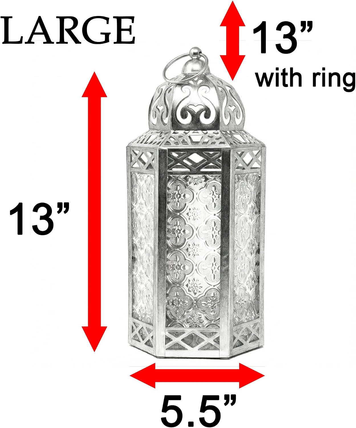 VELA LANTERNS 6-Pack Gold Metal Moroccan Decorative Candle Lantern Holder for Hanging or Table Centerpieces, Exotic