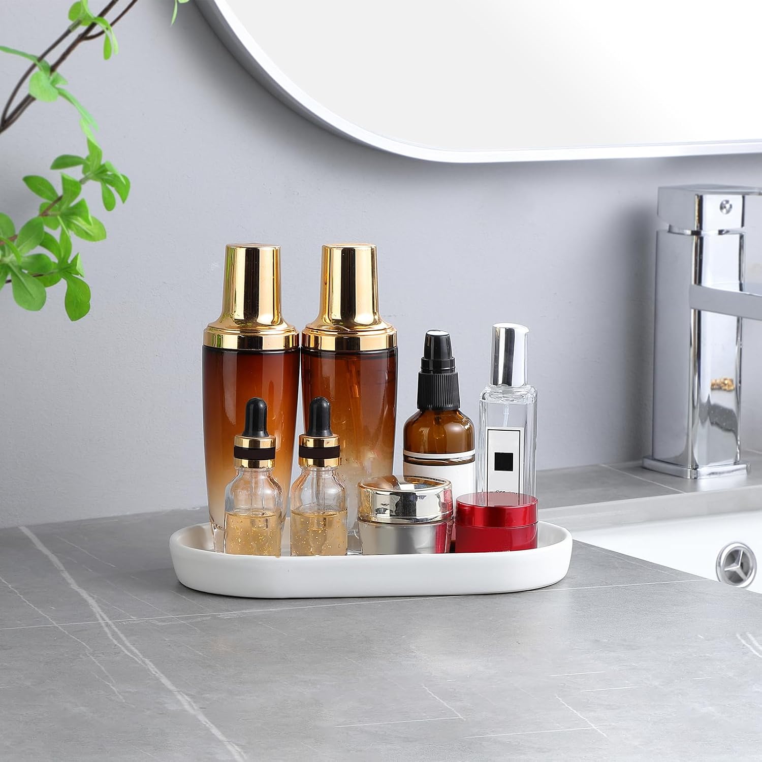 8'' Ceramic Vanity Tray / White
