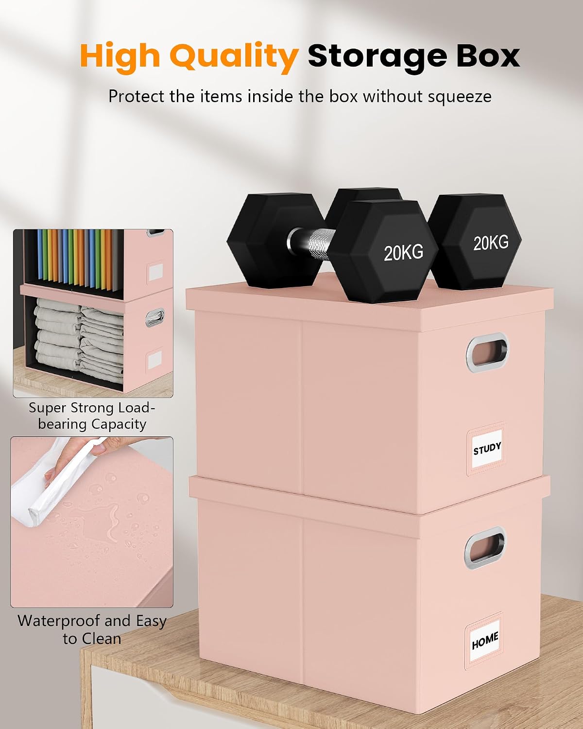 File Organizer Box / Cream-pink