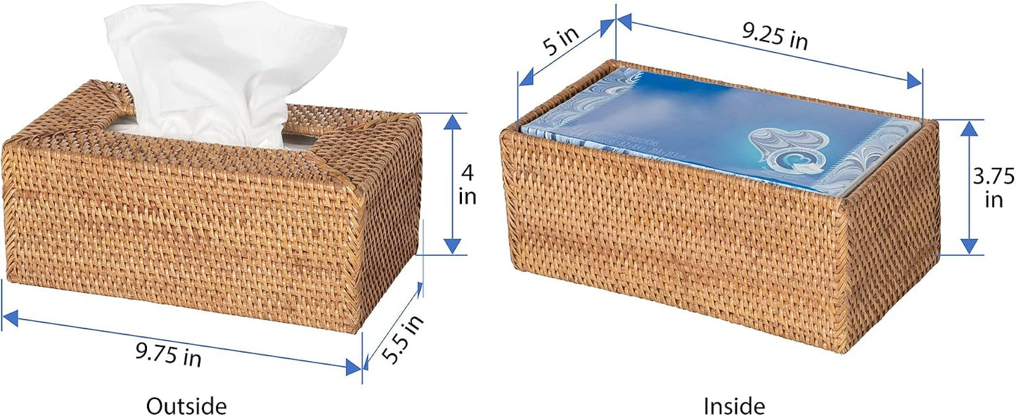 Loma Rectangular Rattan Tissue Box Cover / Brown