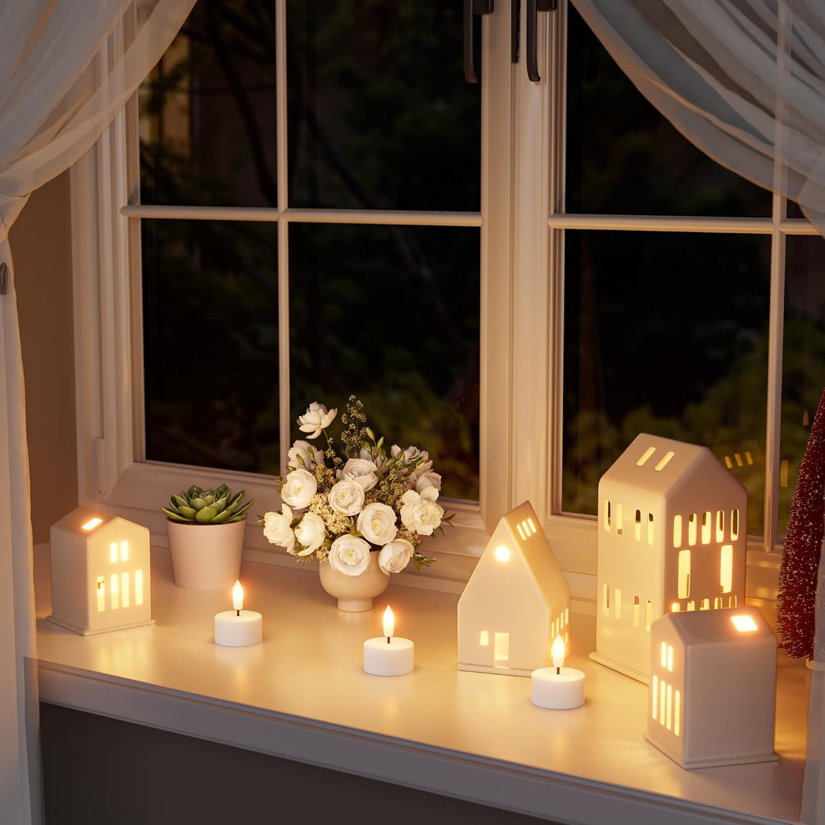 Kimjo Rechargeable Flameless Tea Lights Candles with Remote Timer, 6 Pack | Battery Operated Tealight with Charging