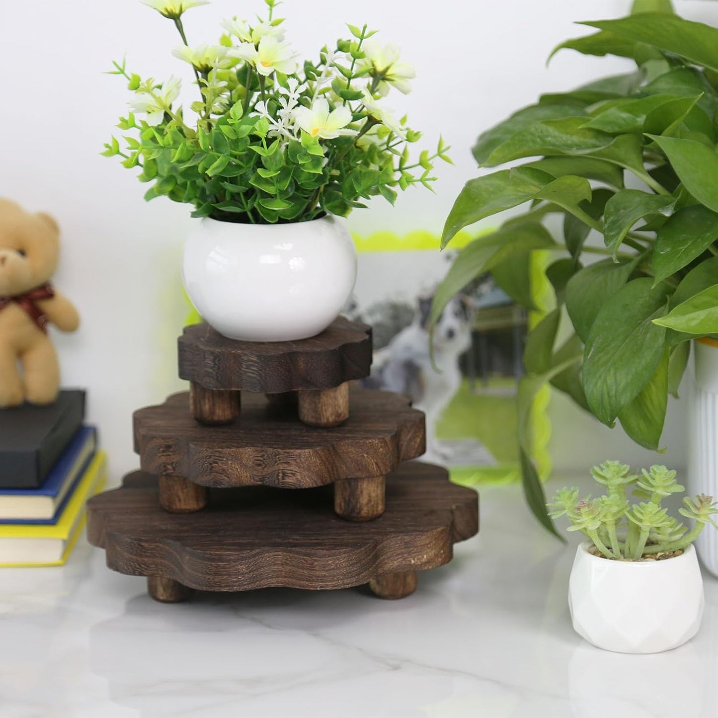 Mini Wooden Stands / Dark Brown / 7.87/5.9/4 Inch / Set of 3