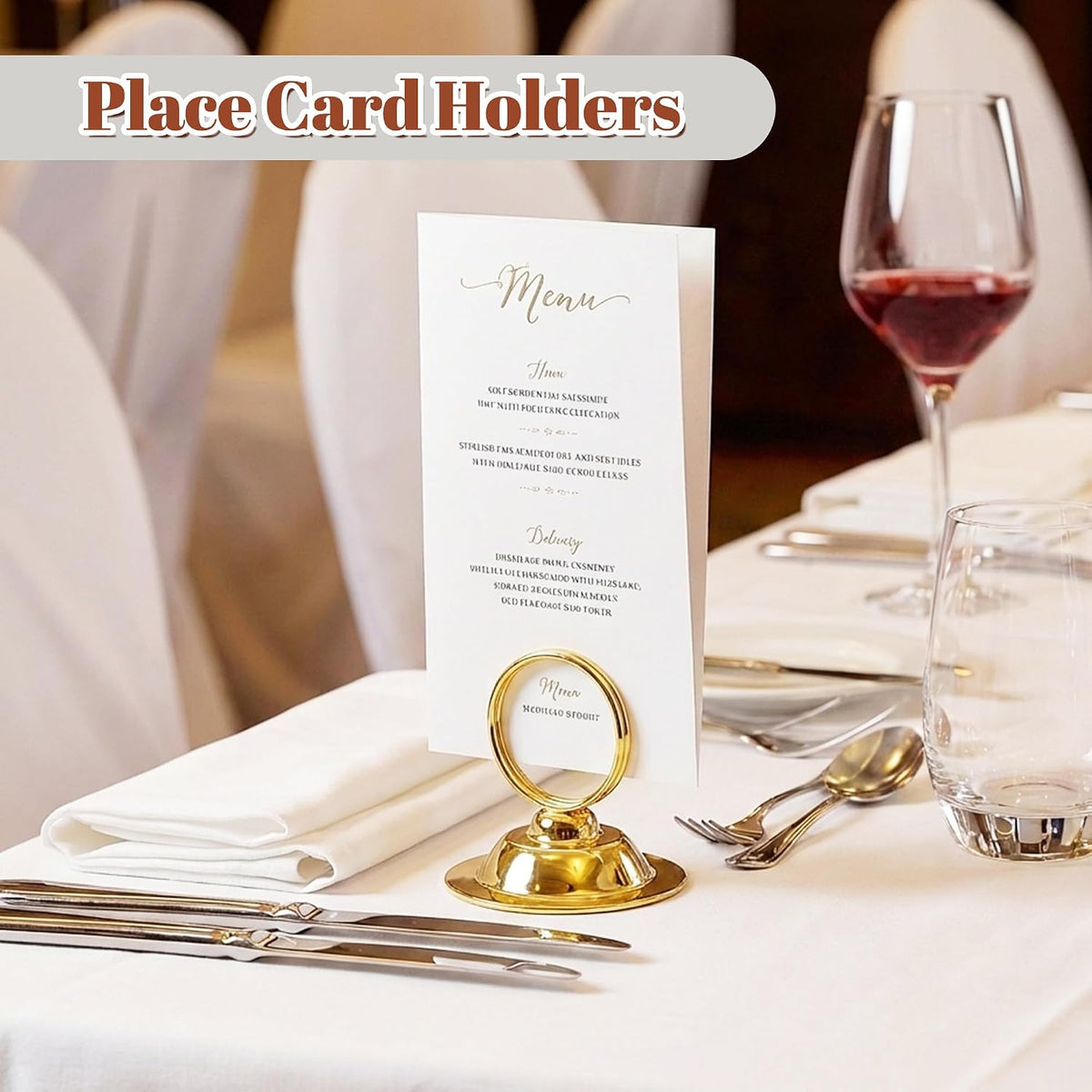 ERYTLLY 16 PK Place Card Holders Table Card Holder Steel Card Holders for Weddings,Birthdays,Photos, Memo Notes