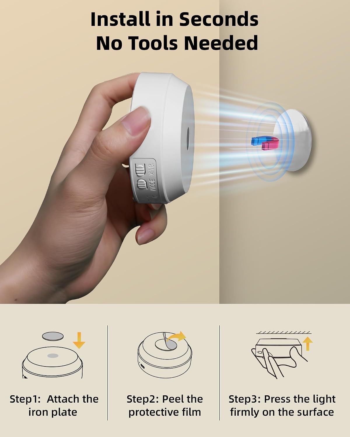 EZVALO 8 Pack Motion Sensor Closet Lights with Charging Station, 1200mAh Rechargeable LED Night Lights, Under Cabinet