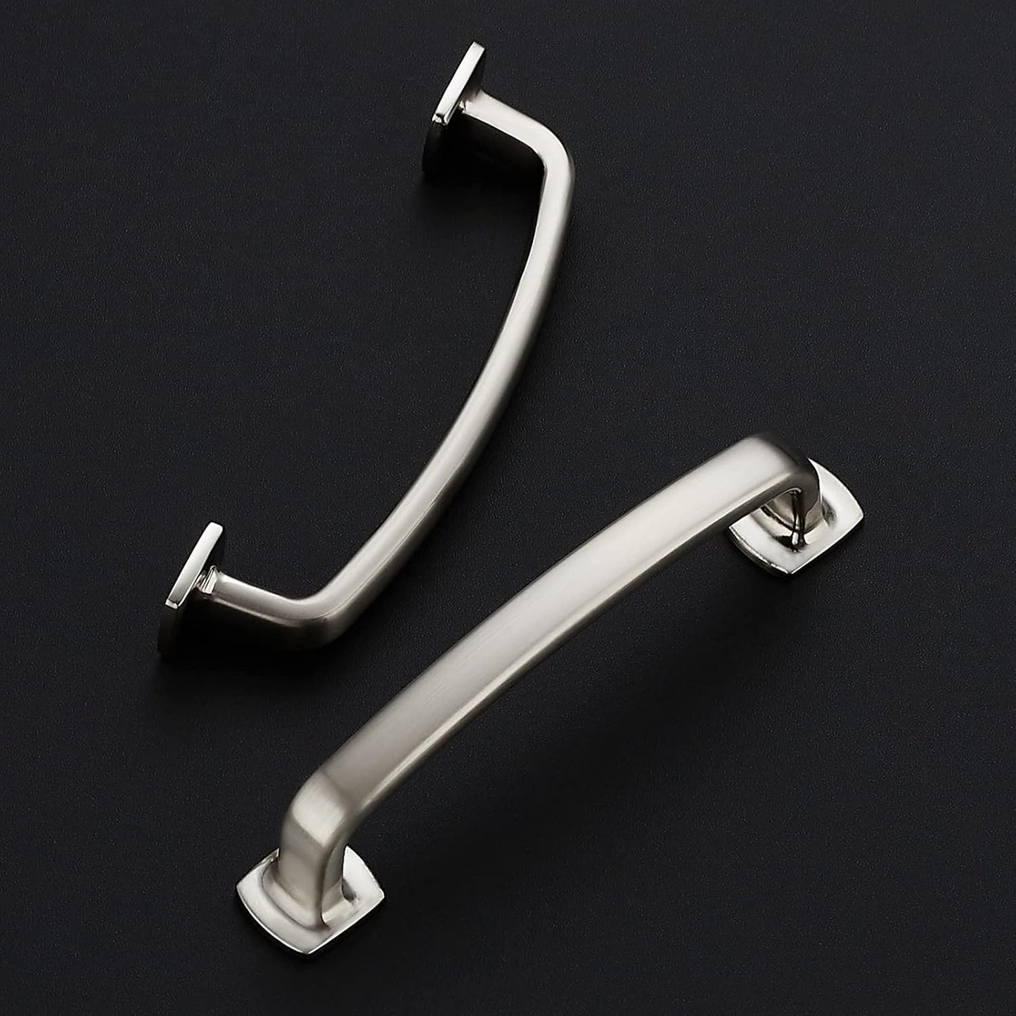 Arch Cabinet Pulls Solid 3-3/ Kitchen / Brushed Nickel / 3-3/4 Inch Hole Center / 4 Inch / Set of 10