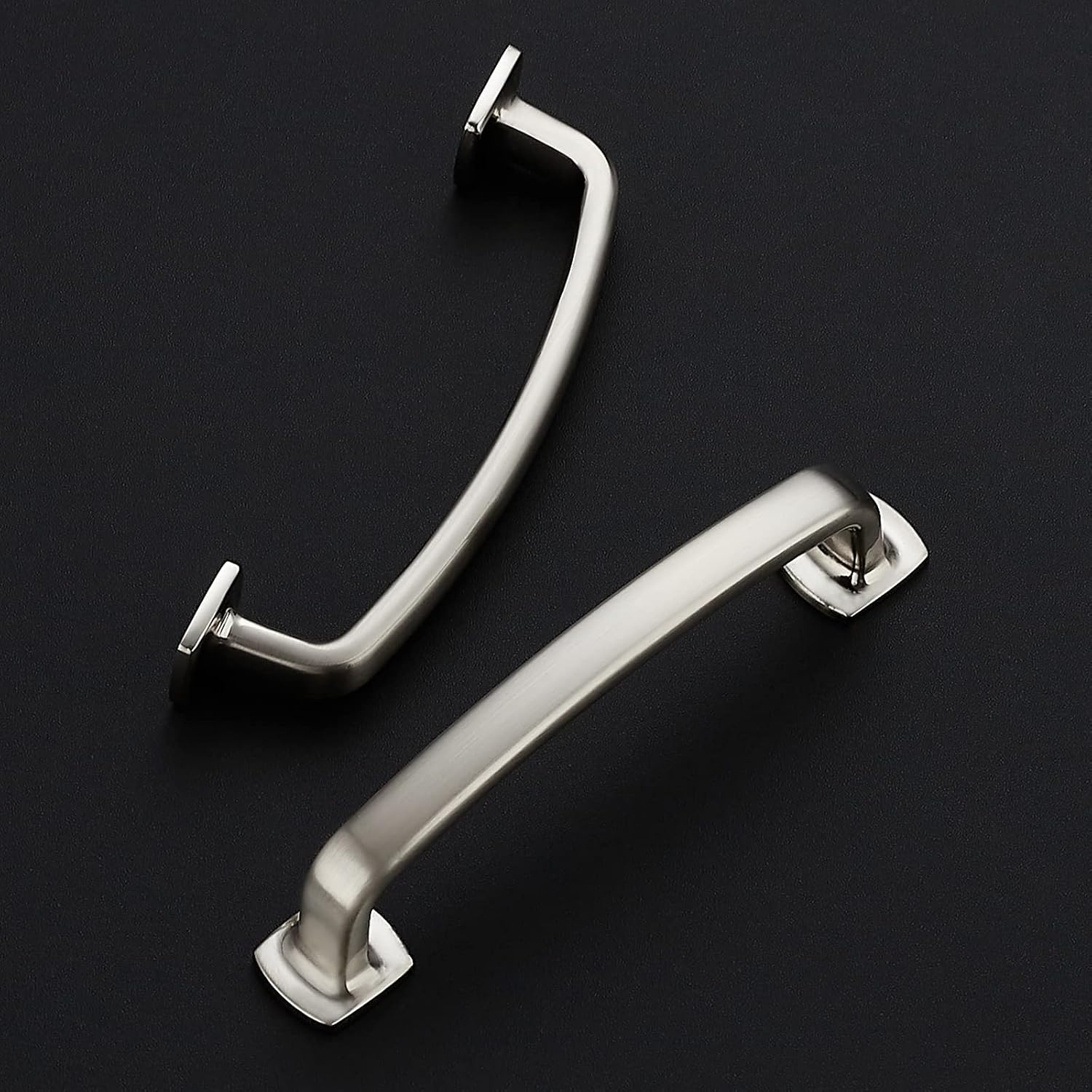 Arch Cabinet Pulls Solid 3-3/ Kitchen / Brushed Nickel / 3-3/4 Inch Hole Center / 4 Inch / Set of 10