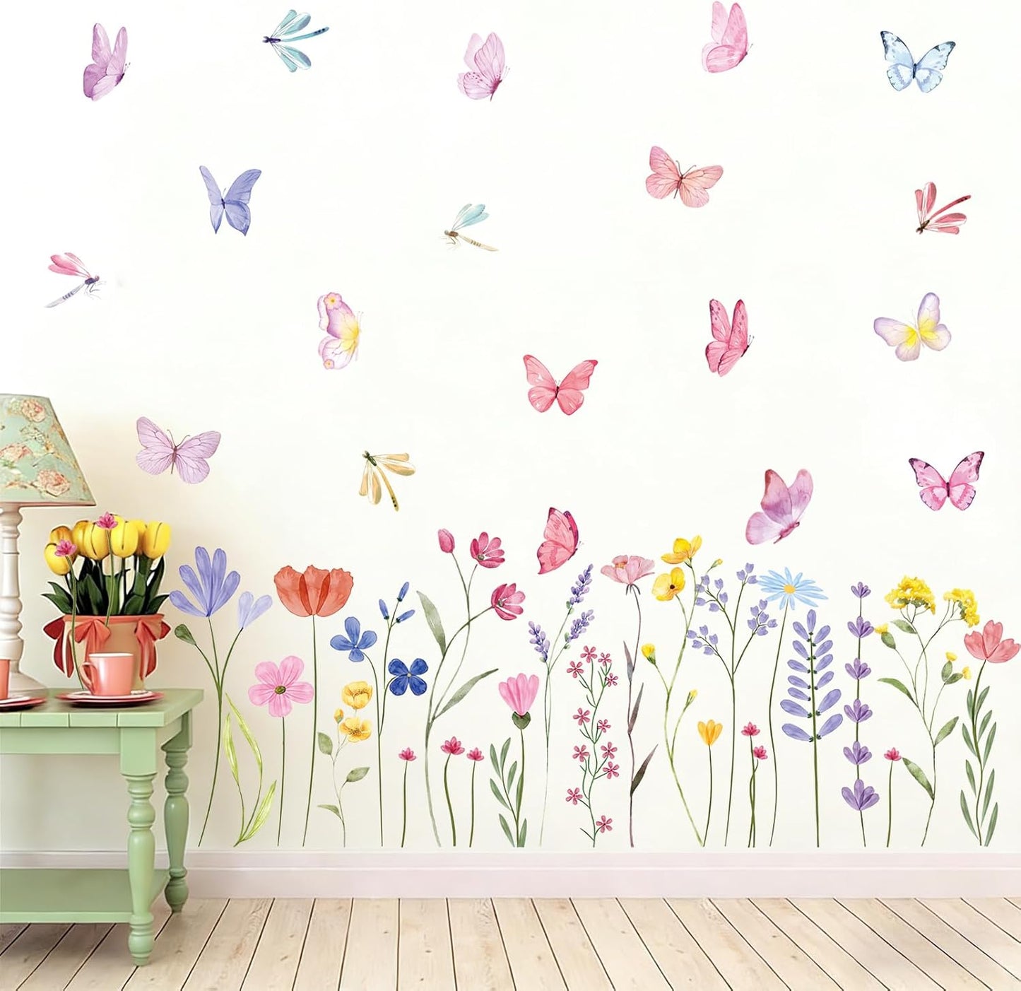 Flower Wall Decals / Flower Butterfly / Set of 60