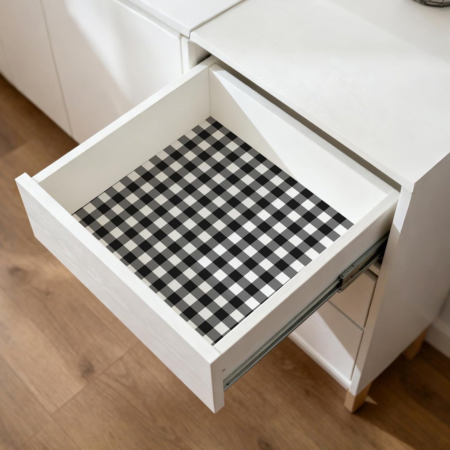 Plaid Peel and Stick Wallpaper Removable Checkered Contact Paper / Black / 17.3 x 240