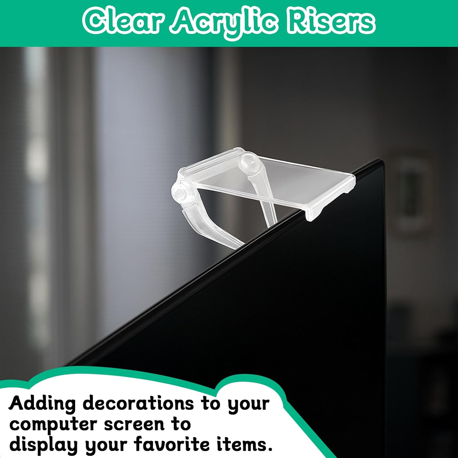 Acrylic Display Risers Stand Computer Monitor Clear Display Shelf / Clear Acrylic / Set of 4