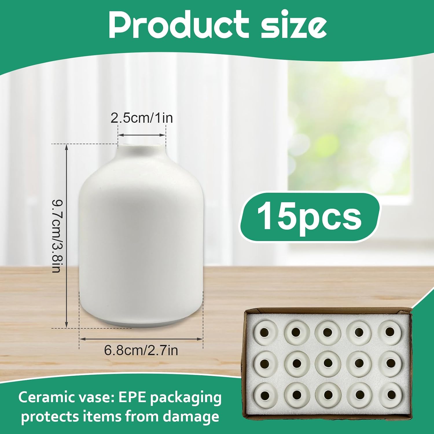 Ceramic Bud Vases Bulk / White / 3.8 Inch / Set of 15
