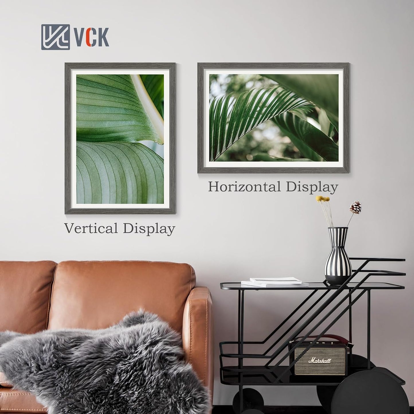 VCK 20x28 Picture Frame Gray 4 Pack, Wide Thick Wood Border, for Poster | Exclusive Woodgrain, Wall Hanging, HD
