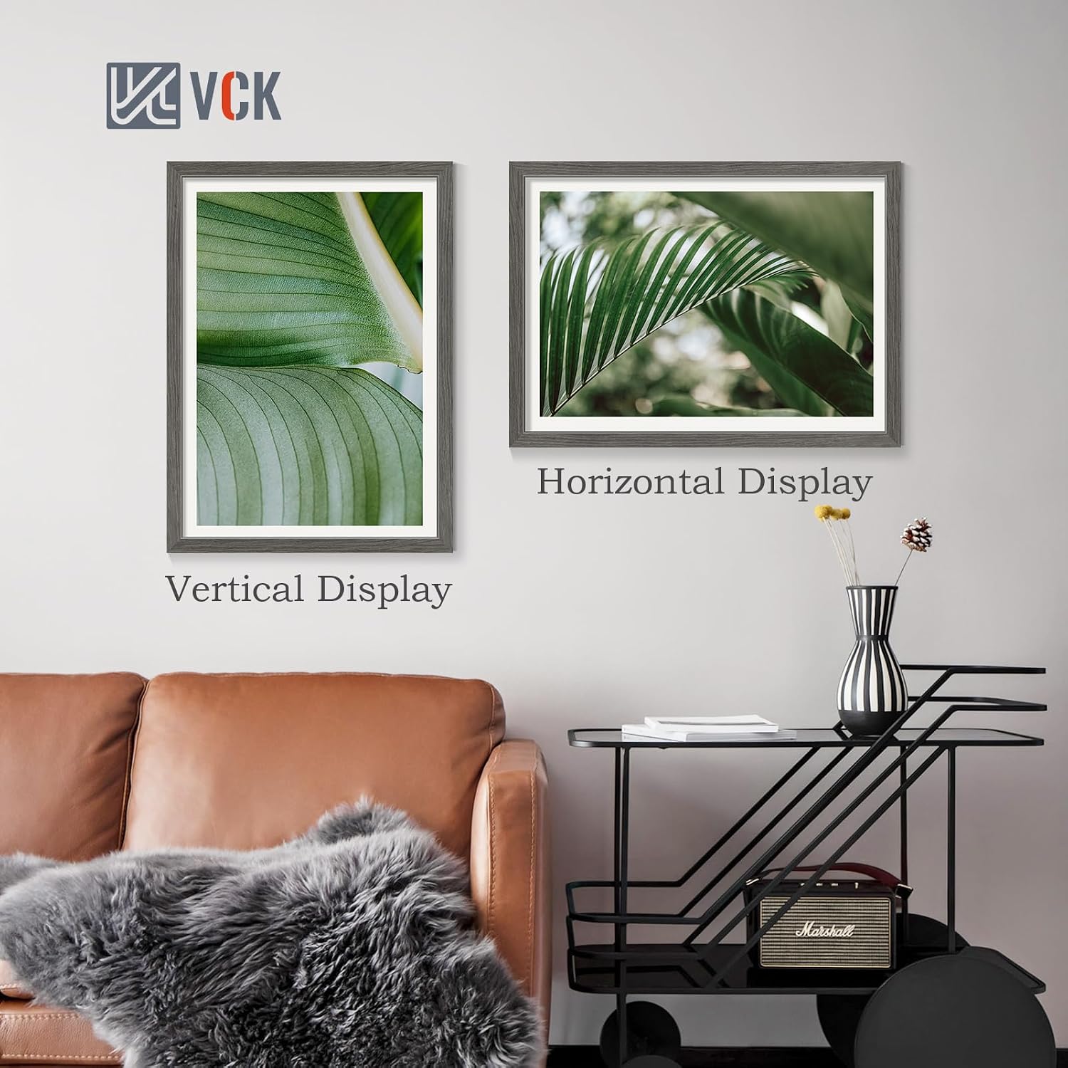 VCK 20x28 Picture Frame Gray 4 Pack, Wide Thick Wood Border, for Poster | Exclusive Woodgrain, Wall Hanging, HD