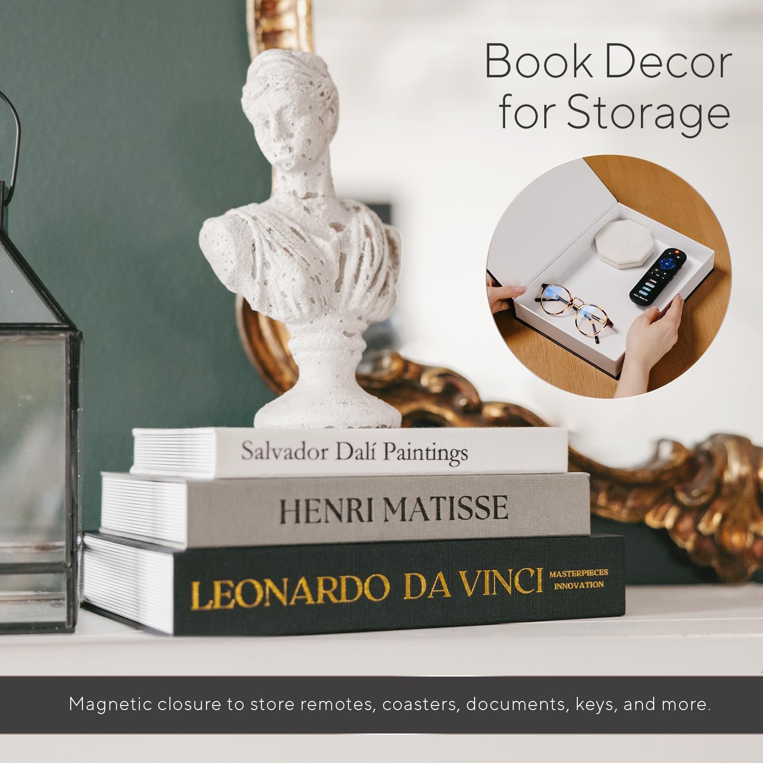 Elegant Linen Decorative Books / Black / Set of 3