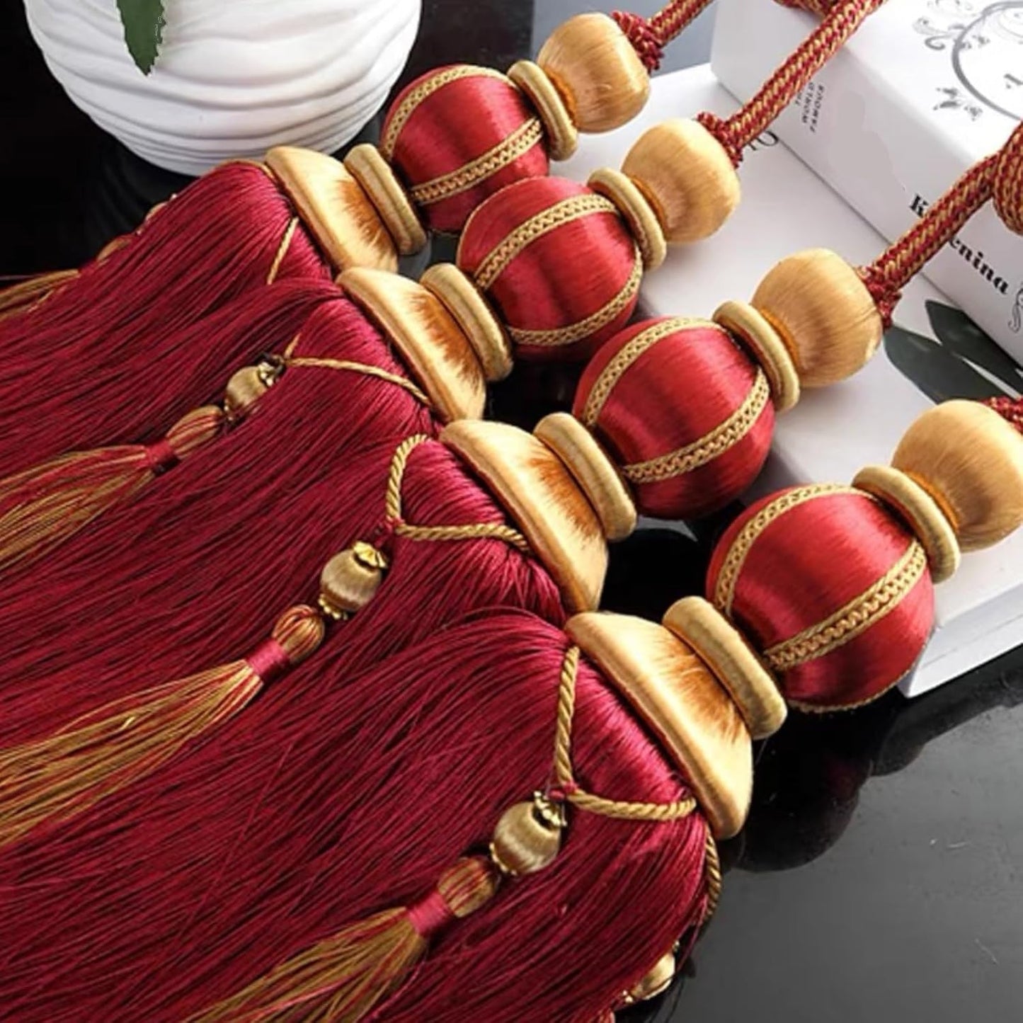 Paired Lantern Single Hanging Ball Tassels Curtains Buckle Sling Binding Lantern Tiebacks Handcrafted Braided Buckle