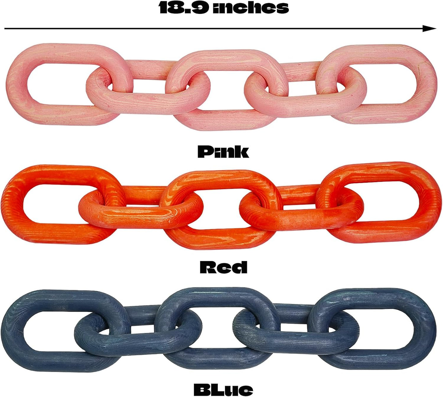 5-Link Wood Knot Chain Link Decor / Blue / 18.9 Inch