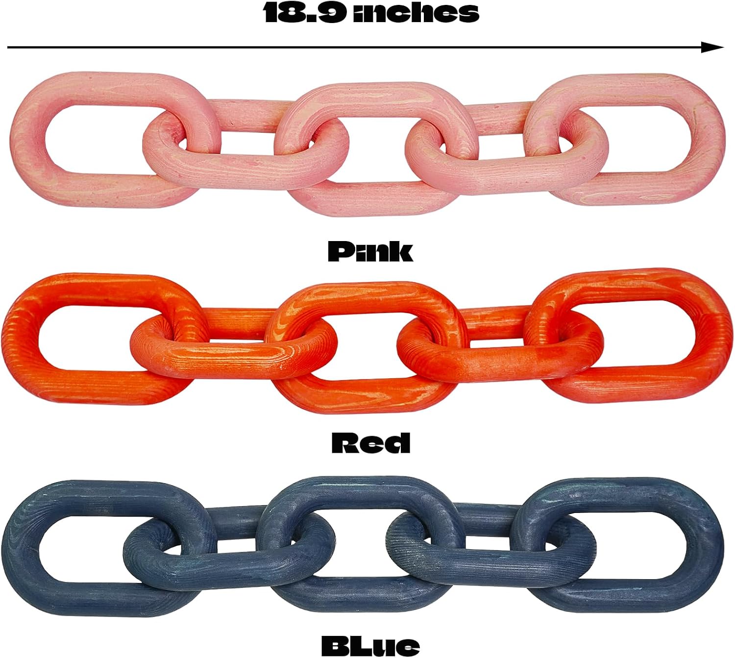 5-Link Wood Knot Chain Link Decor / Blue / 18.9 Inch