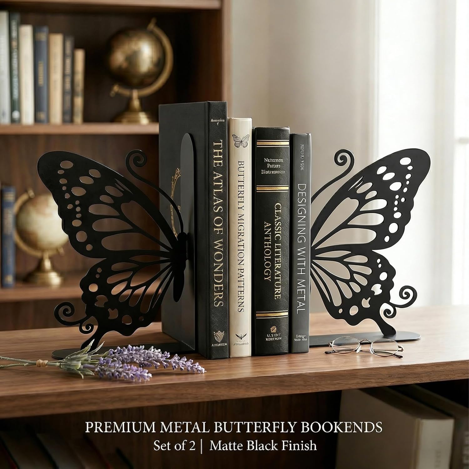 Metal Bookends Book Ends / Butterfly
