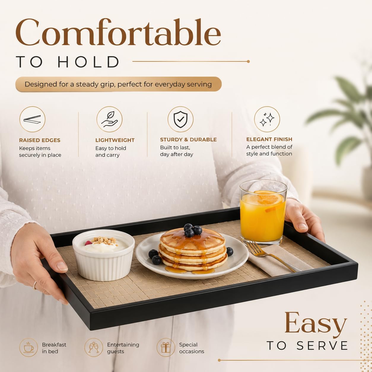 Wooden Serving Tray / Black / 15 x 11
