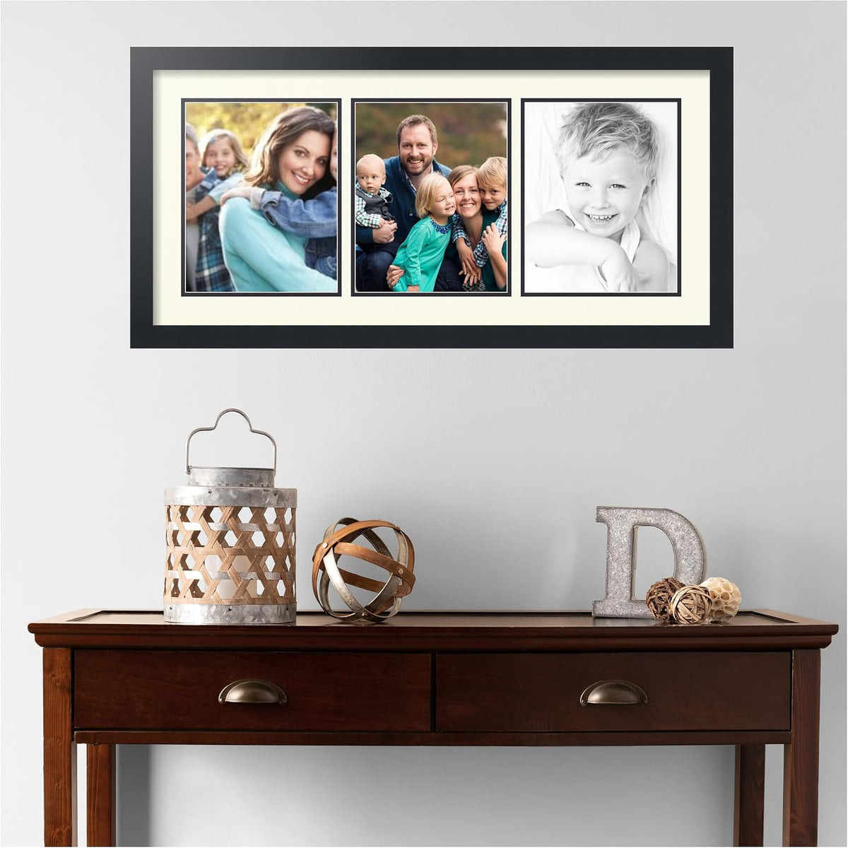 ArtToFrames Collage Picture Frame 3 Opening 3-8x10 Photo Frame | Made in USA | Black Frame Brilliant White and Black